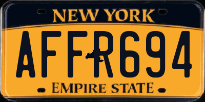 NY license plate AFFR694