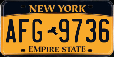 NY license plate AFG9736