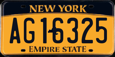 NY license plate AG16325