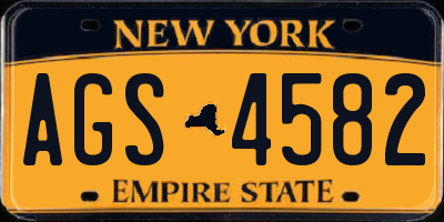 NY license plate AGS4582