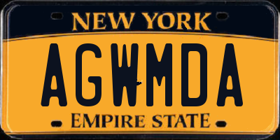 NY license plate AGWMDA