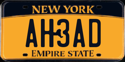 NY license plate AH3AD