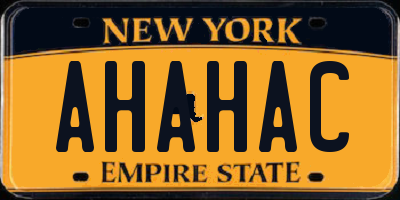 NY license plate AHAHAC