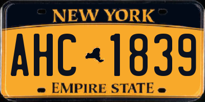 NY license plate AHC1839