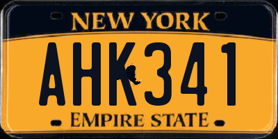 NY license plate AHK341