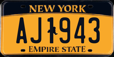 NY license plate AJ1943