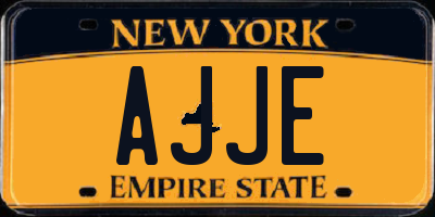 NY license plate AJJE