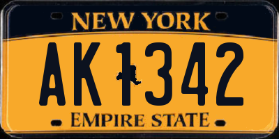 NY license plate AK1342