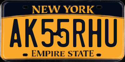 NY license plate AK55RHU