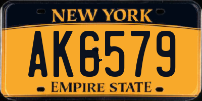 NY license plate AK6579