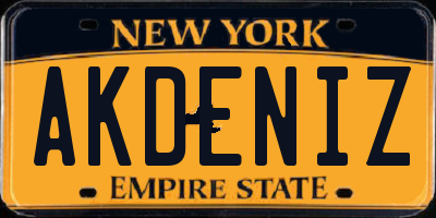 NY license plate AKDENIZ