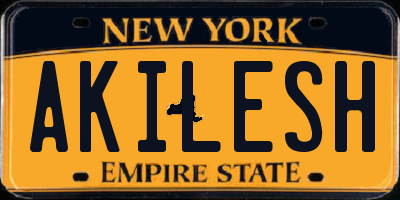 NY license plate AKILESH