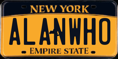 NY license plate ALANWHO