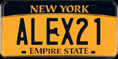 NY license plate ALEX21