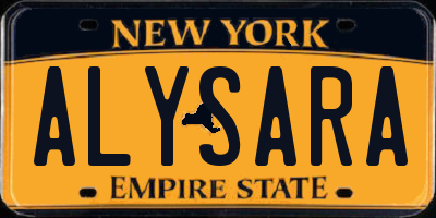 NY license plate ALYSARA