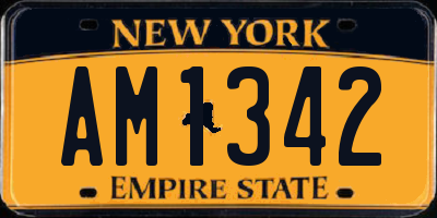 NY license plate AM1342