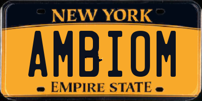 NY license plate AMBIOM