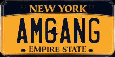 NY license plate AMGANG