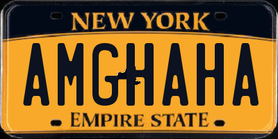 NY license plate AMGHAHA