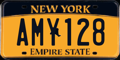 NY license plate AMY128