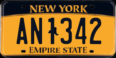 NY license plate AN1342