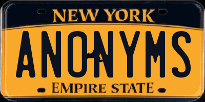 NY license plate ANONYMS