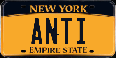 NY license plate ANTI