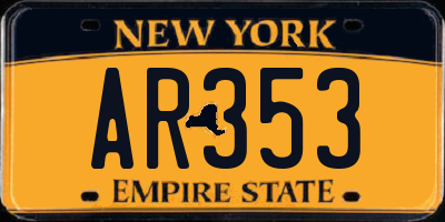 NY license plate AR353