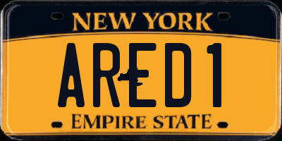 NY license plate ARED1