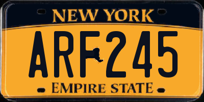 NY license plate ARF245