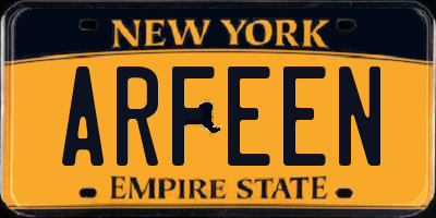 NY license plate ARFEEN