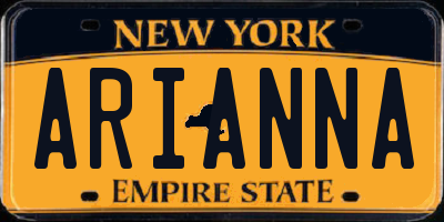 NY license plate ARIANNA