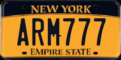 NY license plate ARM777