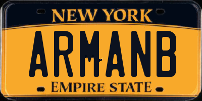 NY license plate ARMANB