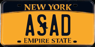 NY license plate ASAD