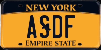 NY license plate ASDF