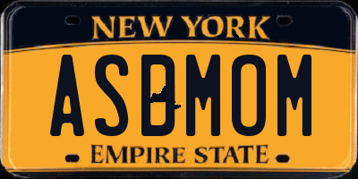 NY license plate ASDMOM