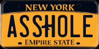 NY license plate ASSHOLE