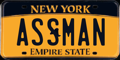 NY license plate ASSMAN