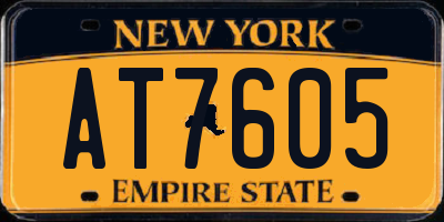 NY license plate AT7605