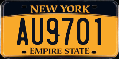 NY license plate AU9701