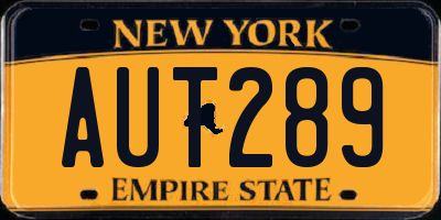 NY license plate AUT289