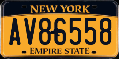 NY license plate AV86558