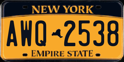 NY license plate AWQ2538