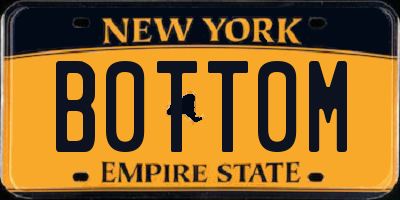 NY license plate B0TT0M