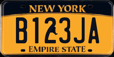 NY license plate B123JA