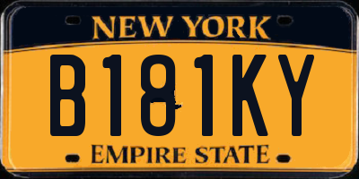 NY license plate B181KY