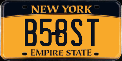 NY license plate B58ST