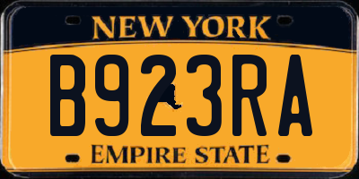 NY license plate B923RA