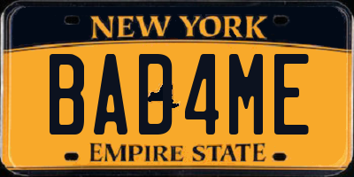 NY license plate BAD4ME